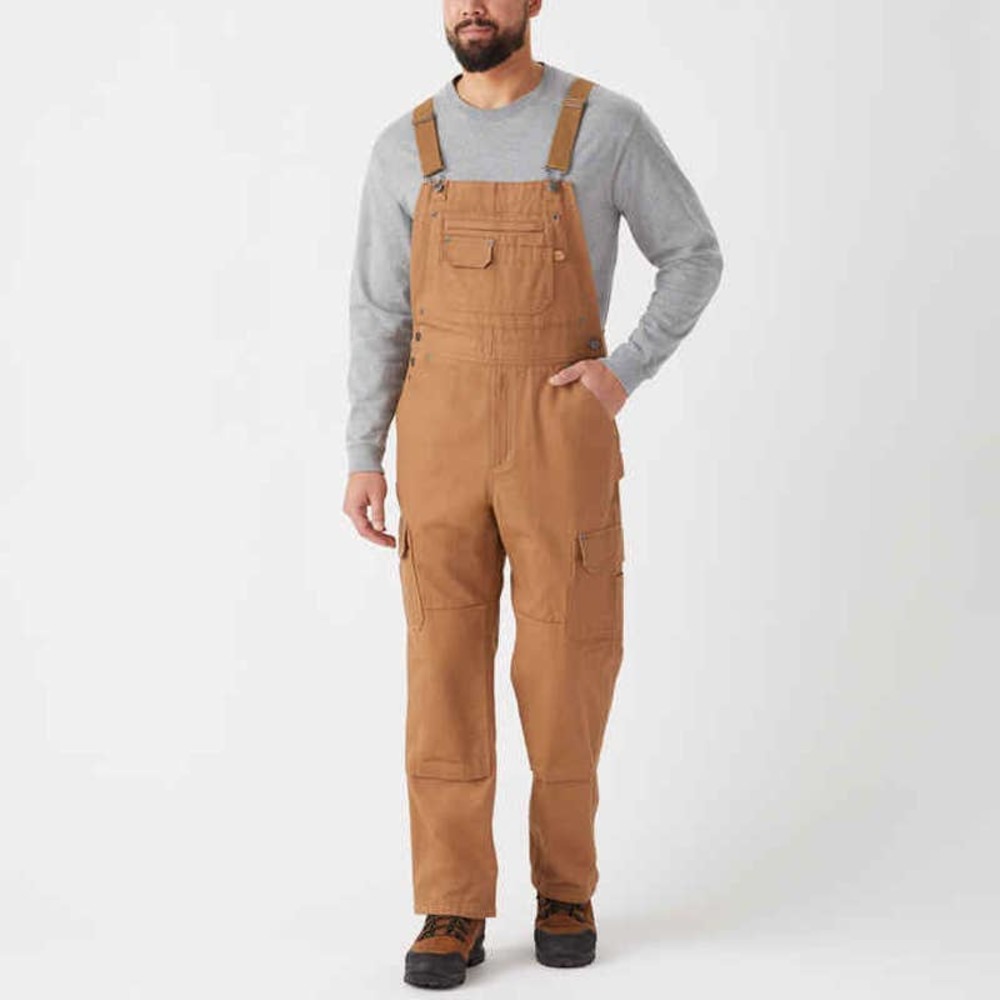 Duluth Trading Mens 46x30 Fire Hose Ultimate Bib Overalls Brown Cargo Comfy - Picture 3 of 16